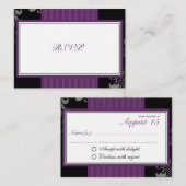 紫色の結婚式RSVP応答スモールカード エンクロージャーカード (正面/裏面)