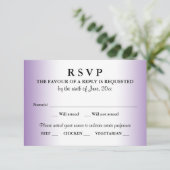 紫色の結婚RSVPの応答 出欠カード (スタンド正面)