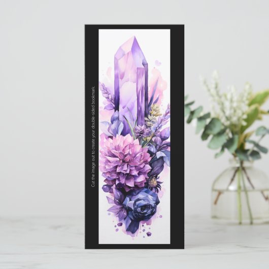 紫色の結晶と花のブックマークを作成する (スタンド正面)