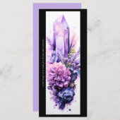 紫色の結晶と花のブックマークを作成する (正面/裏面)