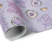 紫色の結晶パターンのラッピング紙 ラッピングペーパー (ロールコーナー)