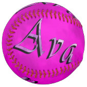 紫色の絞り染めのAva名のロゴ、 ソフトボール (正面左)