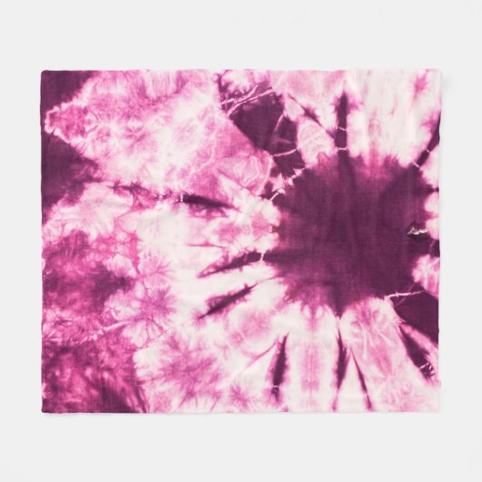 紫色の絞り染めろうけつ染めファブリック（背景とテクスチャ用） フリースブランケット (正面(横))