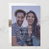 紫色の網掛け結婚写真 招待状 (正面/裏面)