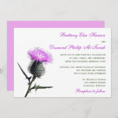 紫色の緑のアザミの結婚式招待状 招待状 (正面/裏面)