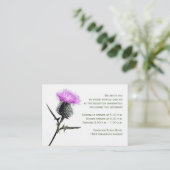 紫色の緑のアザミ披露宴エンクロージャカード エンクロージャーカード (スタンド正面)