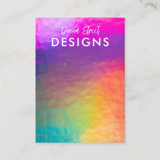紫色の緑のオレンジ色のグラデーションイヤリングディスプレイカード 名刺 (正面)