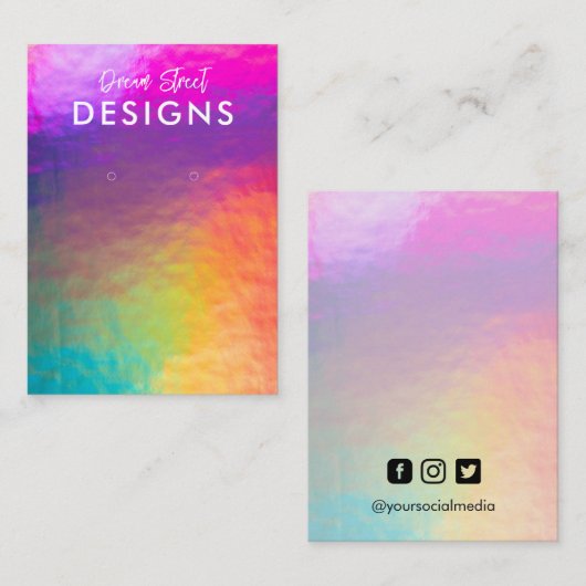 紫色の緑のオレンジ色のグラデーションイヤリングディスプレイカード 名刺 (正面/裏面)