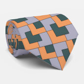 紫色の緑のオレンジ色の正方形の幾何学的パターン ネクタイ (ロール)