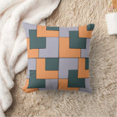 紫色の緑のオレンジ色の正方形ジオメトリ クッション (ブランケット)