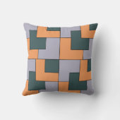 紫色の緑のオレンジ色の正方形ジオメトリ クッション (裏面)