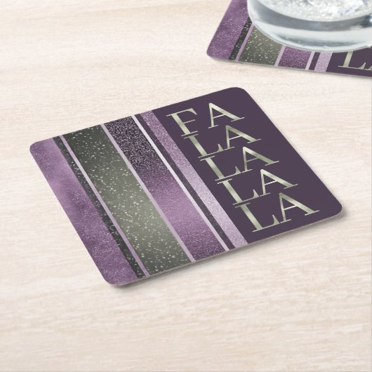 紫色の緑のクリスマスFa La La Pattern#27 ID1009 スクエアペーパーコースター (アングル)