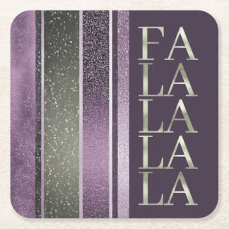 紫色の緑のクリスマスFa La La Pattern#27 ID1009 スクエアペーパーコースター