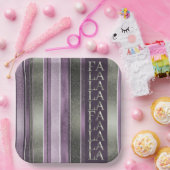 紫色の緑のクリスマスFa La La Pattern#27 ID1009 ペーパープレート (パーティー)