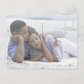 紫色の緑のサボテン多肉写真の保存日付 案内ポストカード (裏面)