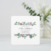 紫色の緑のユーカリ葉スの新しい住所の移動 案内状 (スタンド正面)