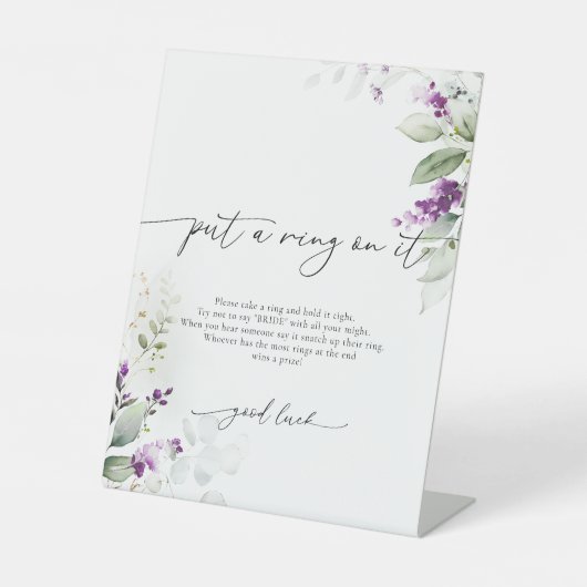 紫色の緑のラベンダーがリングや輪を入れた看板 台座サイン (正面)