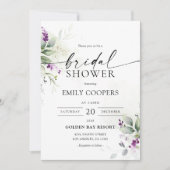 紫色の緑のラベンダーブライダルシャワー招待 招待状 (正面)