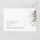 紫色の緑のラベンダー結婚のエンクロージャカード エンクロージャーカード (裏面)