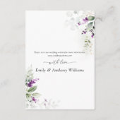 紫色の緑のラベンダー結婚のエンクロージャカード エンクロージャーカード (裏面)