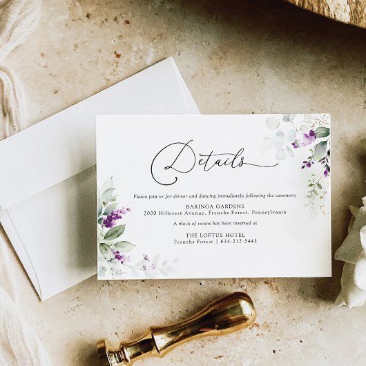 紫色の緑のラベンダー結婚のエンクロージャカード エンクロージャーカード