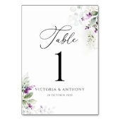 紫色の緑のラベンダー結婚のテーブル番号 テーブルナンバー (裏面)