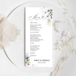 紫色の緑のラベンダー結婚のメニュー メニュー