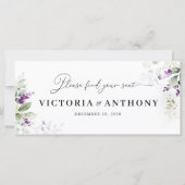 紫色の緑のラベ結婚ンダーのヘッドテーブルサイン (正面)