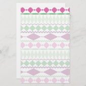 紫色の緑の種族の幾何学的なパターン 便箋 (正面/裏面)