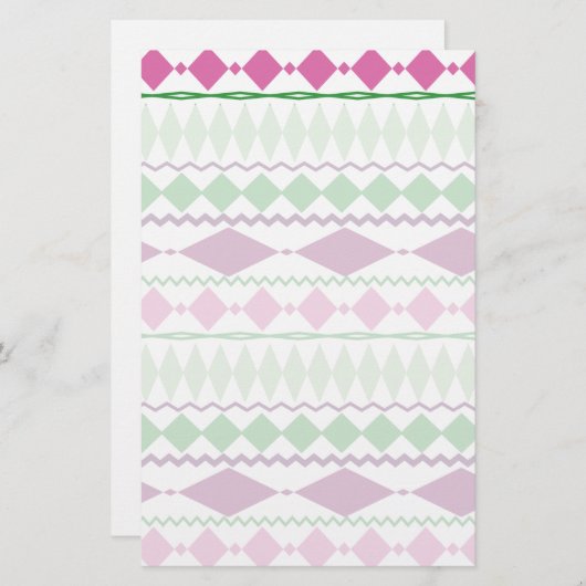 紫色の緑の種族の幾何学的なパターン 便箋 (正面/裏面)