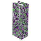 紫色の緑の花のろうけつ染め ワインギフトバッグ (正面アングル)