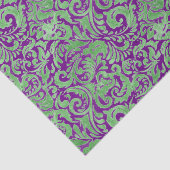 紫色の緑の花のろうけつ染め 薄葉紙 (詳細)