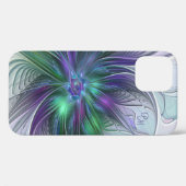 紫色の緑の花の抽象芸術アートフラクタルイニシャル Case-Mate iPhoneケース (裏面 (横))
