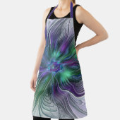 紫色の緑の花の抽象芸術モダンアートフラクタル エプロン (インサイチュ)