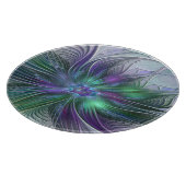 紫色の緑の花の抽象芸術モダンアートフラクタル カッティングボード (角)