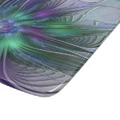 紫色の緑の花の抽象芸術モダンアートフラクタル カッティングボード (角)