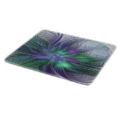 紫色の緑の花の抽象芸術モダンアートフラクタル カッティングボード (角)