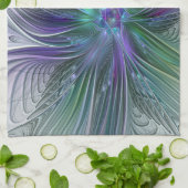 紫色の緑の花の抽象芸術モダンアートフラクタル キッチンタオル (折り畳み)