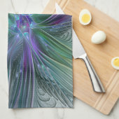紫色の緑の花の抽象芸術モダンアートフラクタル キッチンタオル (四つ折り)