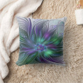 紫色の緑の花の抽象芸術モダンアートフラクタル クッション (ブランケット)