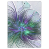 紫色の緑の花の抽象芸術モダンアートフラクタル クリップボード (裏面)