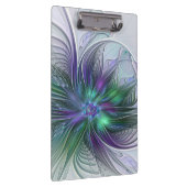 紫色の緑の花の抽象芸術モダンアートフラクタル クリップボード (右)