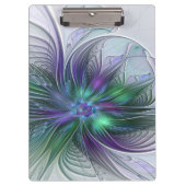 紫色の緑の花の抽象芸術モダンアートフラクタル クリップボード (正面)