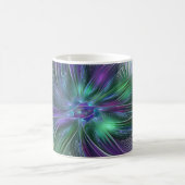 紫色の緑の花の抽象芸術モダンアートフラクタル コーヒーマグカップ (中央)