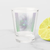 紫色の緑の花の抽象芸術モダンアートフラクタル ショットグラス (裏面)