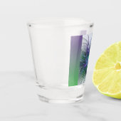 紫色の緑の花の抽象芸術モダンアートフラクタル ショットグラス (左)