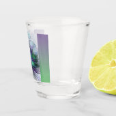 紫色の緑の花の抽象芸術モダンアートフラクタル ショットグラス (右)