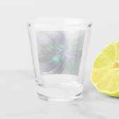 紫色の緑の花の抽象芸術モダンアートフラクタル ショットグラス (裏面)