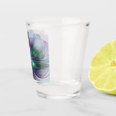 紫色の緑の花の抽象芸術モダンアートフラクタル ショットグラス (右)