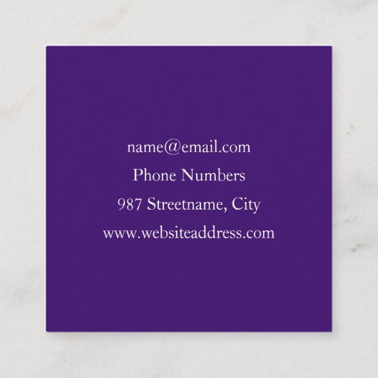 紫色の緑の花の抽象芸術モダンアートフラクタル スクエア名刺 (裏面)